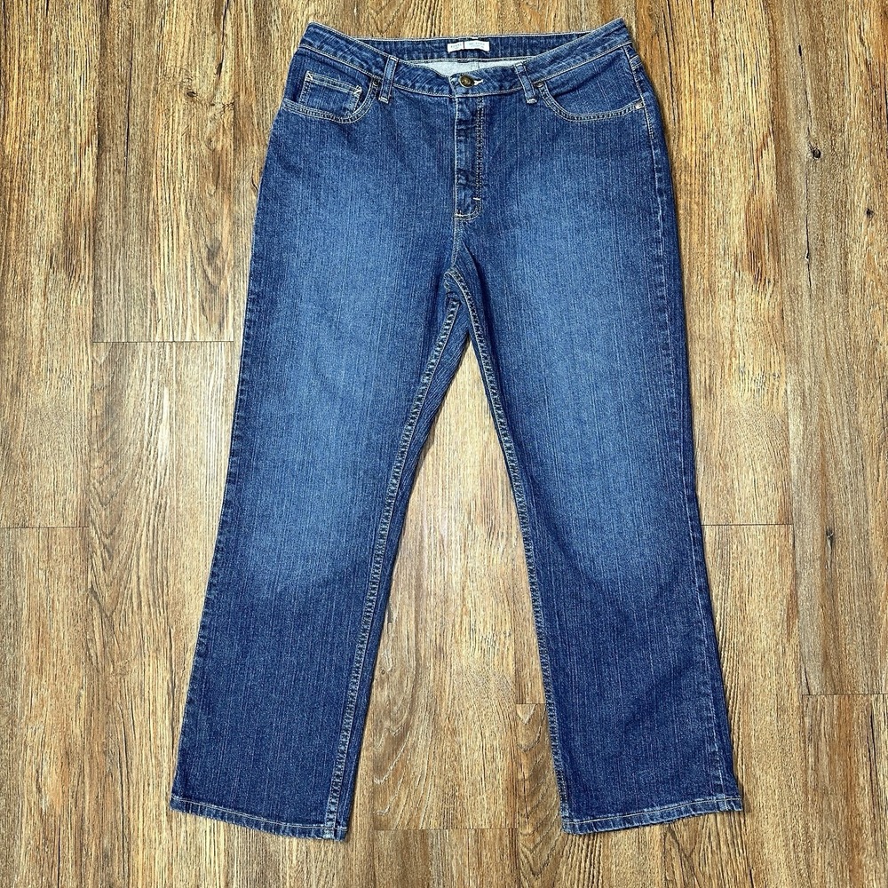 Lee Riders Womens Jeans Size 16P Relaxed Fit Blue Denim Straight Leg Cotton - Picture 1 of 10